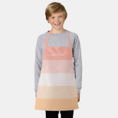 Nom de script rayé rose vif moderne enfant tablier (Porté)