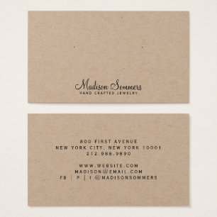 Nom de script simple Kraft Earring Cartes d'affich
