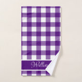 Nom de script Vérifications de buffle violet indig (Serviette à main)