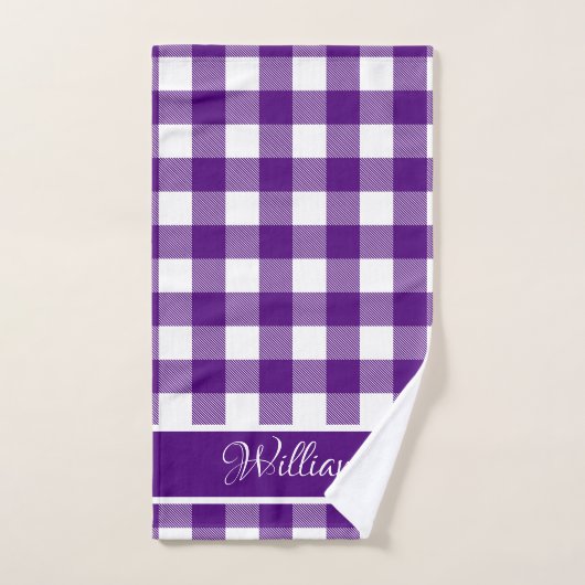 Nom de script Vérifications de buffle violet indig (Serviette à main)
