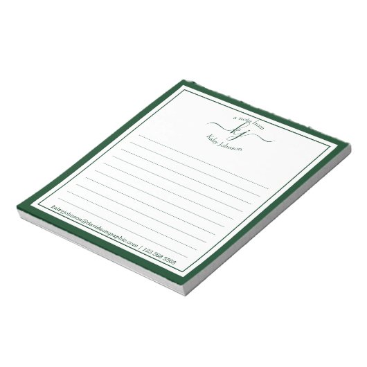 Nom De Script Vert De Forêt Du Bureau Du Bloc-Note (Tourné)