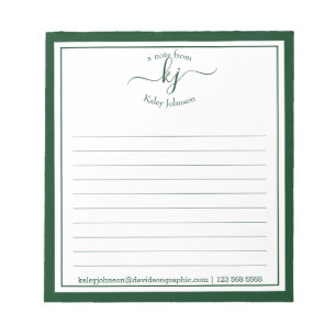 Nom De Script Vert De Forêt Du Bureau Du Bloc-Note