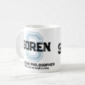 Nom de Soren signifiant monogramme noir bleu tasse (Devant gauche)
