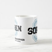 Nom de Soren signifiant monogramme noir bleu tasse (Centre)