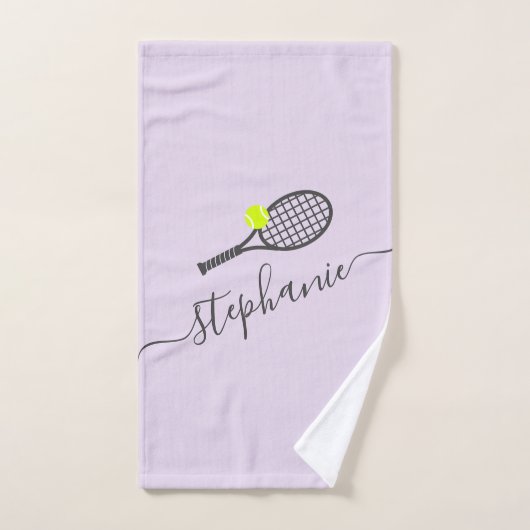Nom de tennis personnalisé Clair violet (Serviette à main)