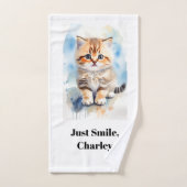 Nom de texte humoristique d'image de chat (Serviette à main)