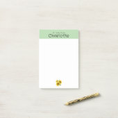 Nom de tournesol vert jaune Post-it Notes (Sur un bureau)