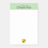 Nom de tournesol vert jaune Post-it Notes (Devant)
