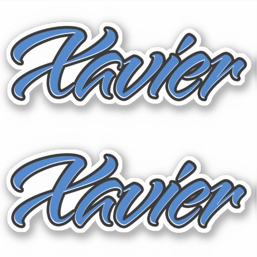 Nom de Xavier Blue Autocollant Sticker Stickerset (Devant)