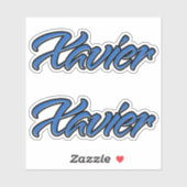 Nom de Xavier Blue Autocollant Sticker Stickerset (Feuille)
