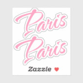 Nom décoratif de Paris en Sticker rose x2 (Feuille)