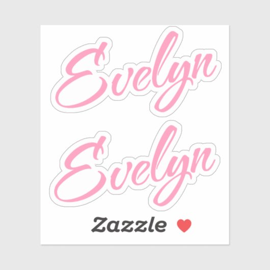 Nom décoratif Evelyn en rose x2 Sticker (Feuille)