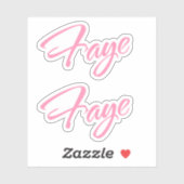 Nom décoratif Faye en Sticker rose x2 (Feuille)