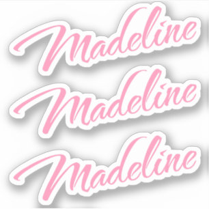 Nom décoratif Madeline en Sticker rose x3