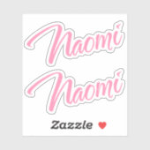 Nom décoratif Naomi en rose x2 Sticker (Feuille)