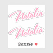 Nom décoratif Natalia en Sticker rose x2 (Feuille)