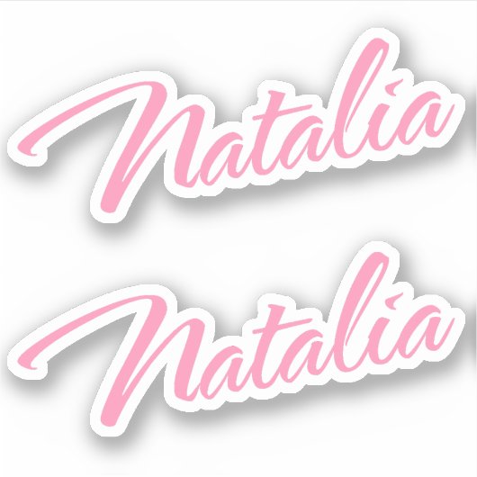 Nom décoratif Natalia en Sticker rose x2 (Devant)
