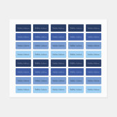 Nom d'enfant bleu coloré Étiquettes pour vêtements (Feuille)