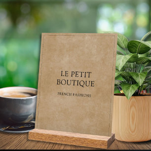 Nom d'entreprise minimaliste sur marron rustique