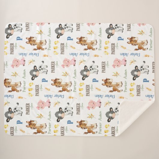 Nom des animaux de ferme Couverture de répétition  (Devant (Horizontal))