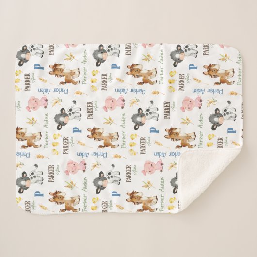 Nom des animaux de ferme Couverture de répétition  (Devant (Horizontal))