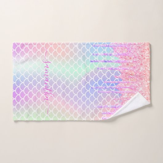 Nom des écailles de sirène rose holographique (Serviette à main)