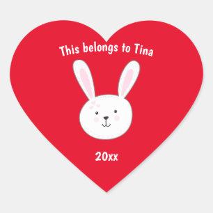 Nom des enfants Étiquette Lapin Lapin Pâques Coeur