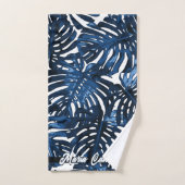 Nom des Feuilles de la Marine Tropicale Blue White (Serviette à main)