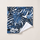 Nom des Feuilles de la Marine Tropicale Blue White (Gant de toilette)