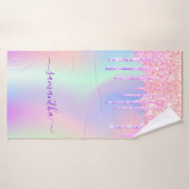 Nom des gouttes violet rose holographique (Serviette de bain)