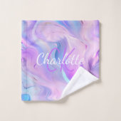 Nom des initiales du monogramme violet rose hologr (Gant de toilette)