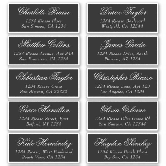 Nom des invités Adresse Étiquette d'expédition per (Devant)