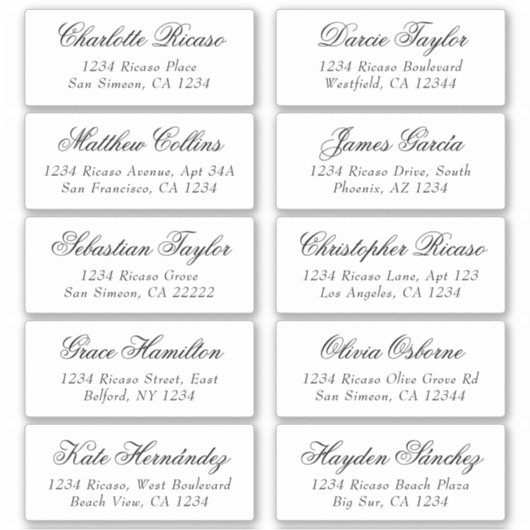 Nom des invités Adresse Étiquette d'expédition per (Devant)