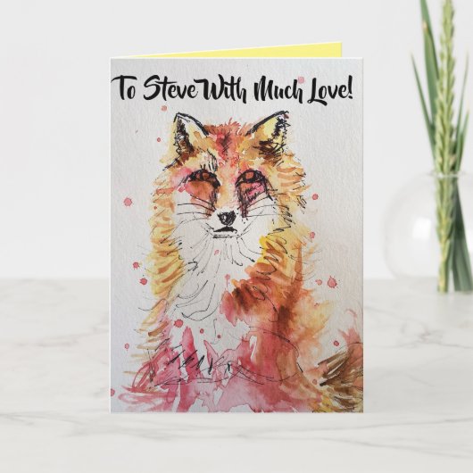 Nom des maris Red Fox Aquarelle Carte (Devant)