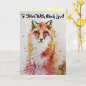 Nom des maris Red Fox Aquarelle Carte (Fleur jaune)