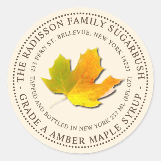 NOM D'ÉTAT DU SYRUP MAPLE ÉTIQUETTE IVORY (Devant)