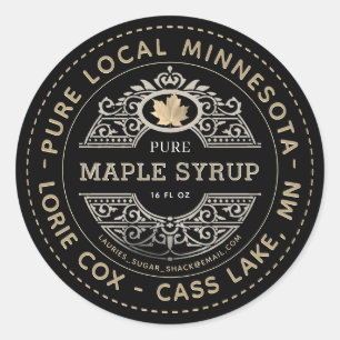 Nom d'État Étiquette de sirop d'érable noir et d'é