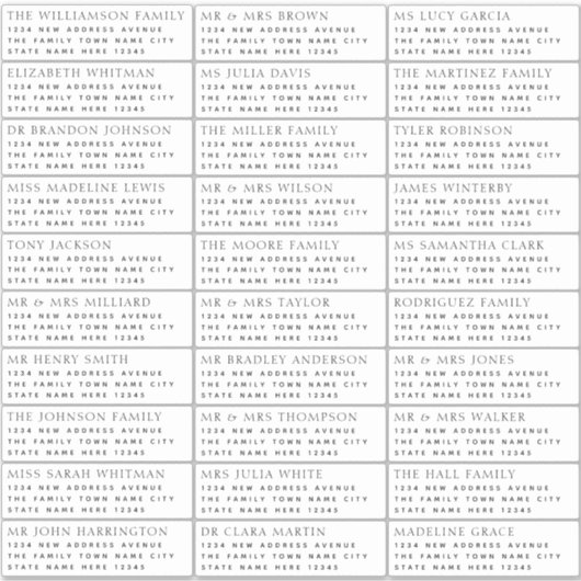 Nom d'invité moderne et Étiquette de adresse (Devant)