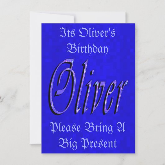 Nom d'Oliver, Logo Invitation d'anniversaire. (Devant)