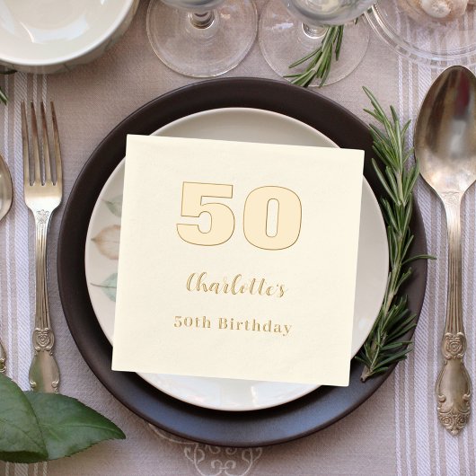 Nom d'or beige élégant anniversaire fête