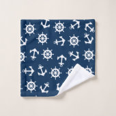 Nom du bateau bleu marine Ancre (Gant de toilette)
