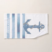 Nom du bateau nautique, Ancre, corde, Bleu clair b (Serviette à main)