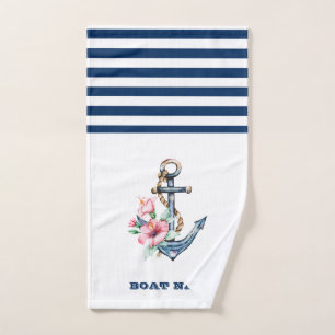 Nom du bateau nautique, Ancre florale Marine Bleu