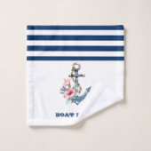 Nom du bateau nautique, Ancre florale Marine Bleu  (Gant de toilette)