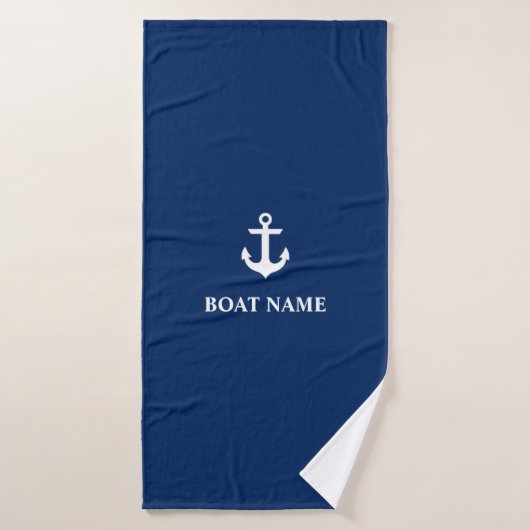 Nom du bateau nautique Ancre Marine Bleu (Serviette de bain)