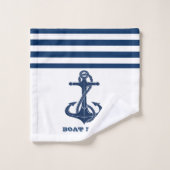 Nom du bateau nautique, Ancre Marine Bleu Blanc ra (Gant de toilette)