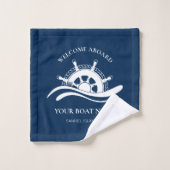 Nom du bateau nautique Marine Blue Ship Wheel (Gant de toilette)