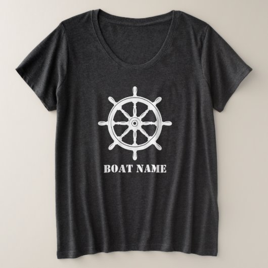 Nom du bateau ou votre nom Navire Helm Wheel gris (Design devant)