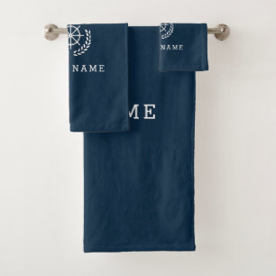 nom du bateau sur mesure, serviette de bain bleu m