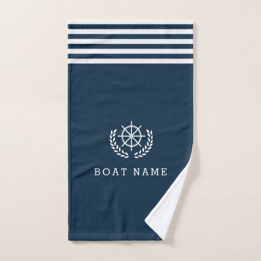 nom du bateau sur mesure, serviette de bain bleu m (Serviette à main)